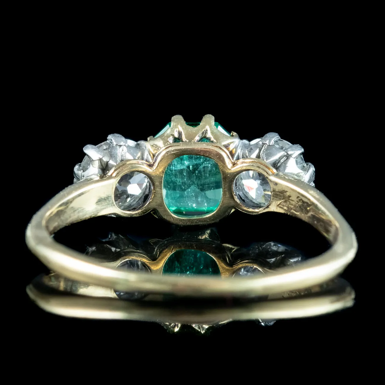 Antique Edwardian Emerald Diamond Trilogy Ring 0.75ct Emerald