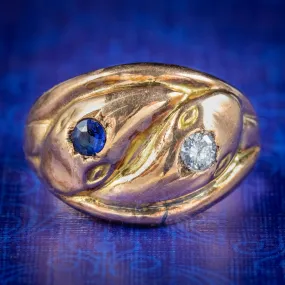Antique Edwardian Sapphire Diamond Snake Ring Dated 1917