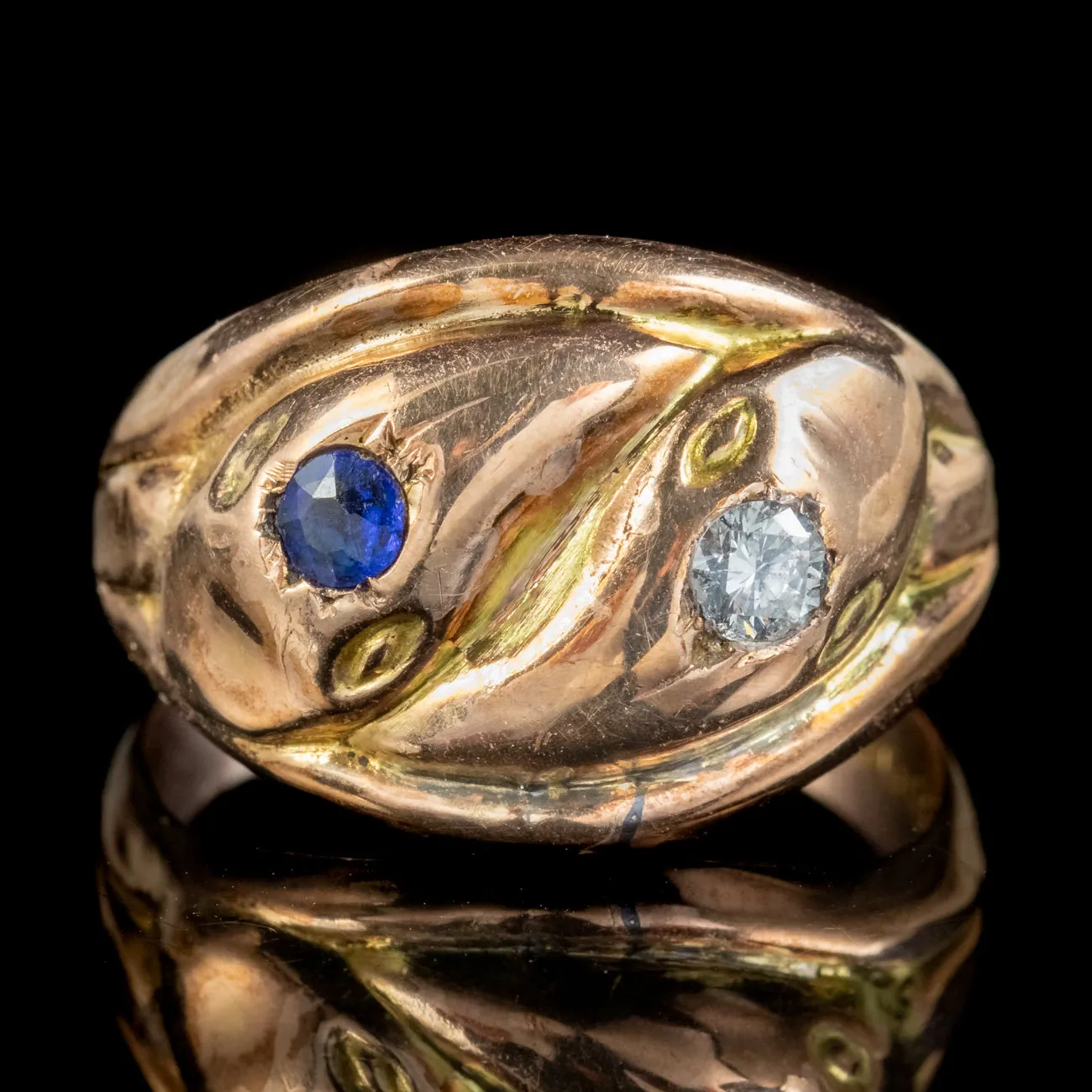 Antique Edwardian Sapphire Diamond Snake Ring Dated 1917