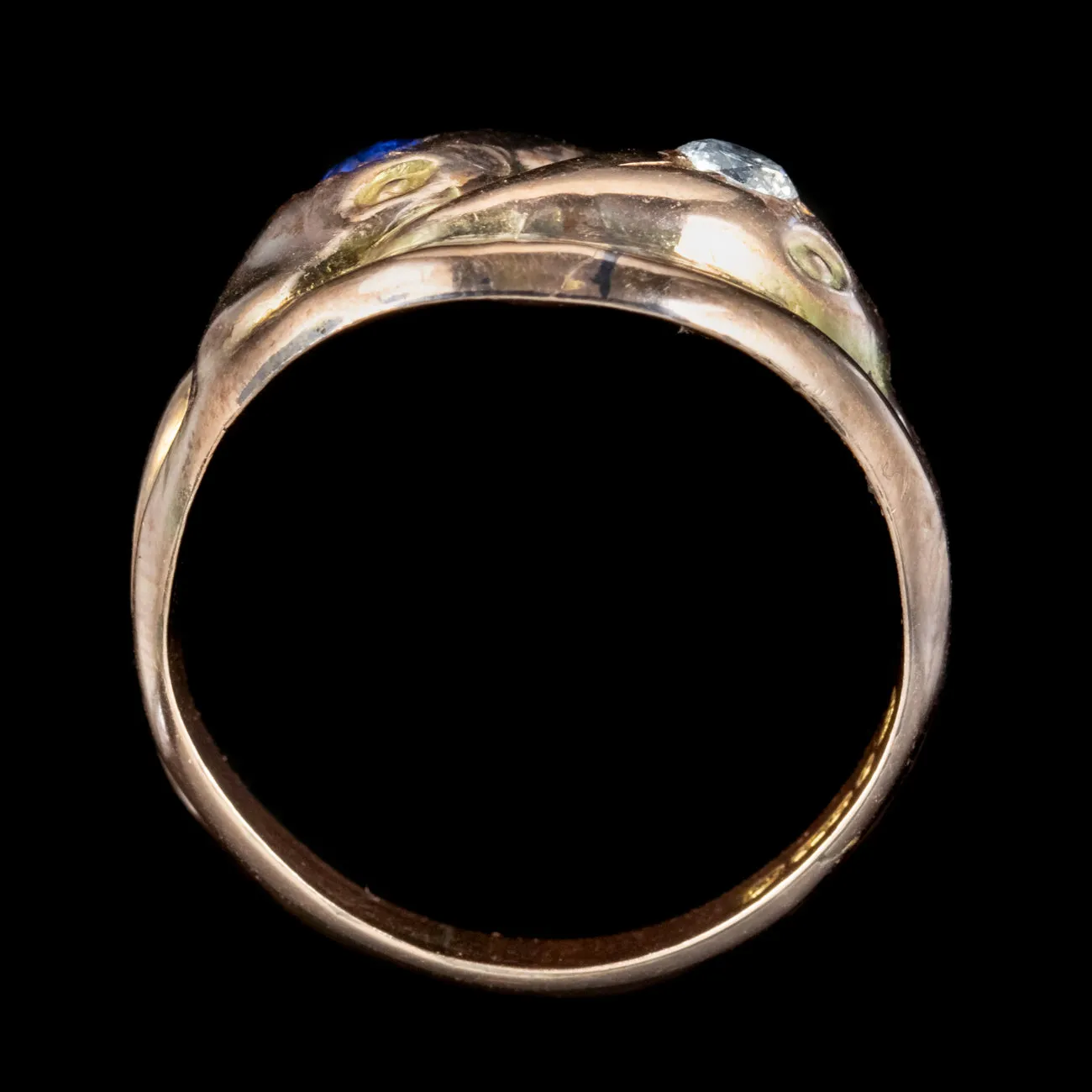 Antique Edwardian Sapphire Diamond Snake Ring Dated 1917