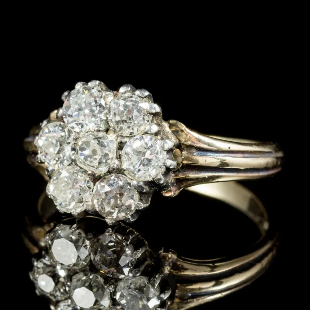Antique Georgian 18Ct Gold Diamond Cluster Ring Circa 1800