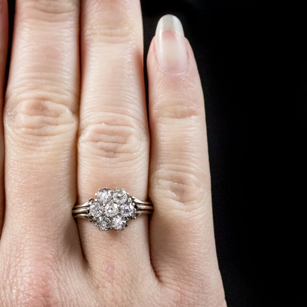 Antique Georgian 18Ct Gold Diamond Cluster Ring Circa 1800