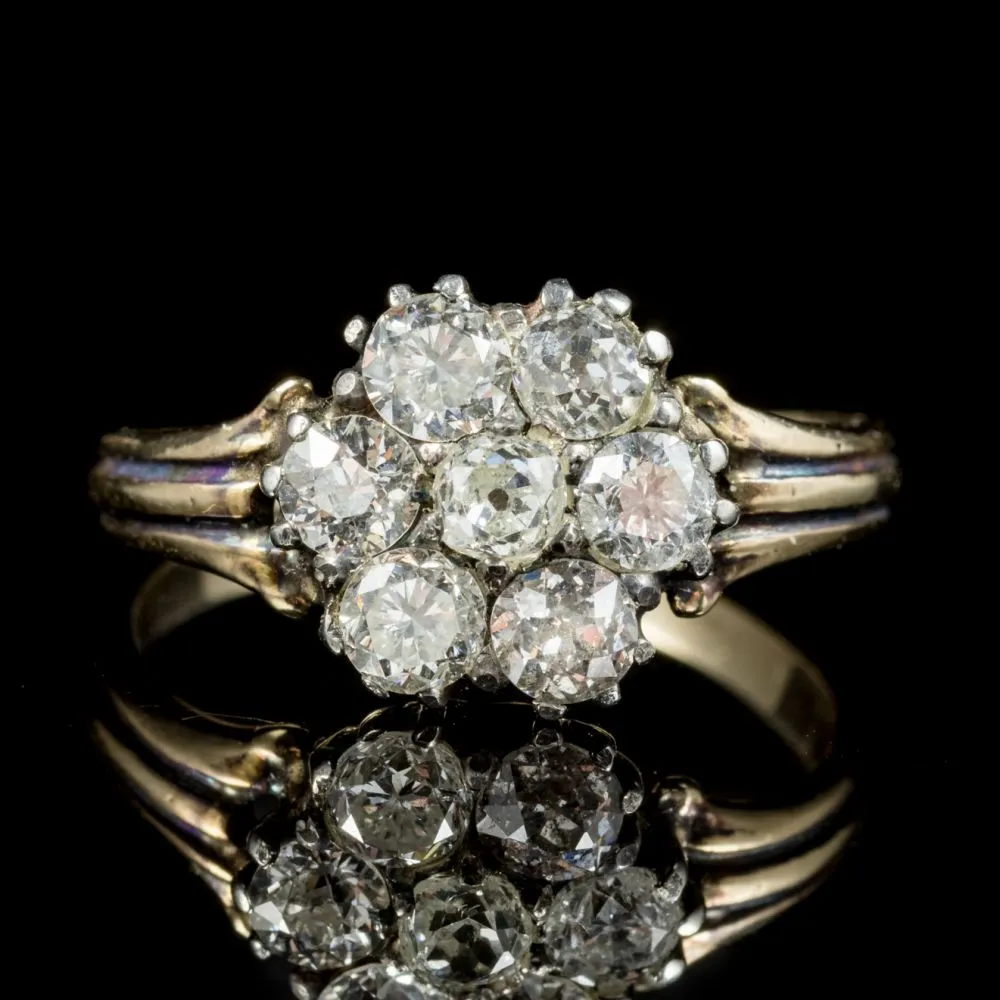 Antique Georgian 18Ct Gold Diamond Cluster Ring Circa 1800