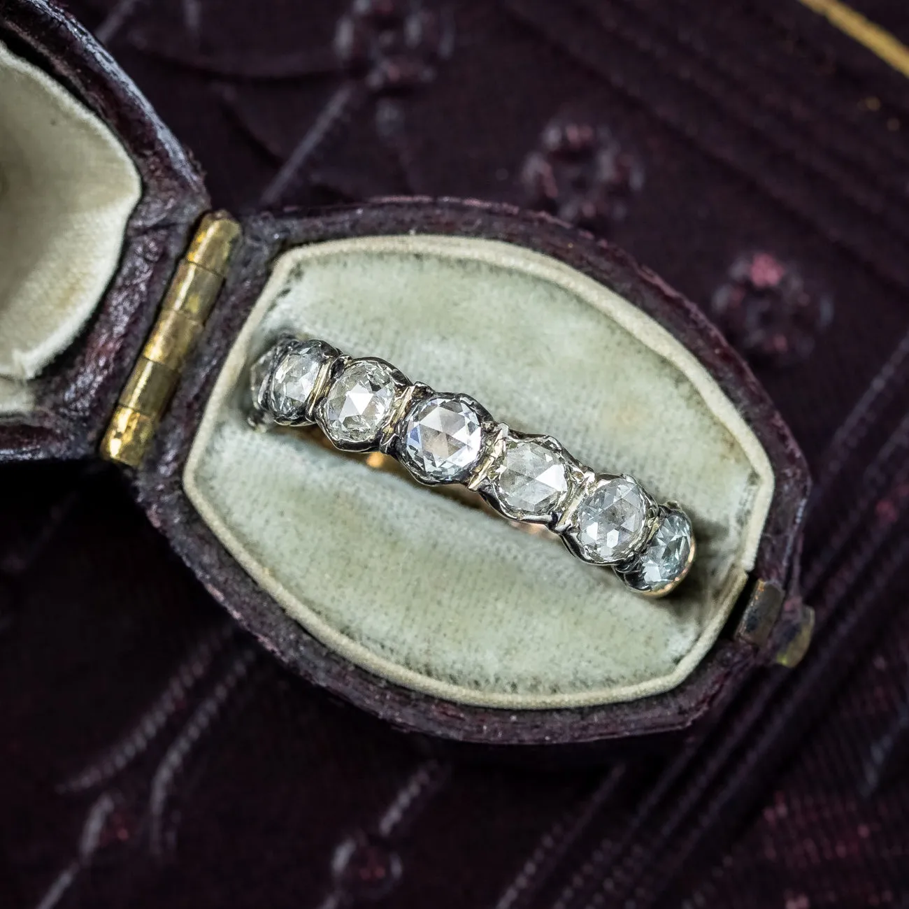 Antique Georgian Diamond Half Eternity Ring 1.4ct Total