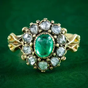 Antique Georgian Emerald Diamond Cluster Ring