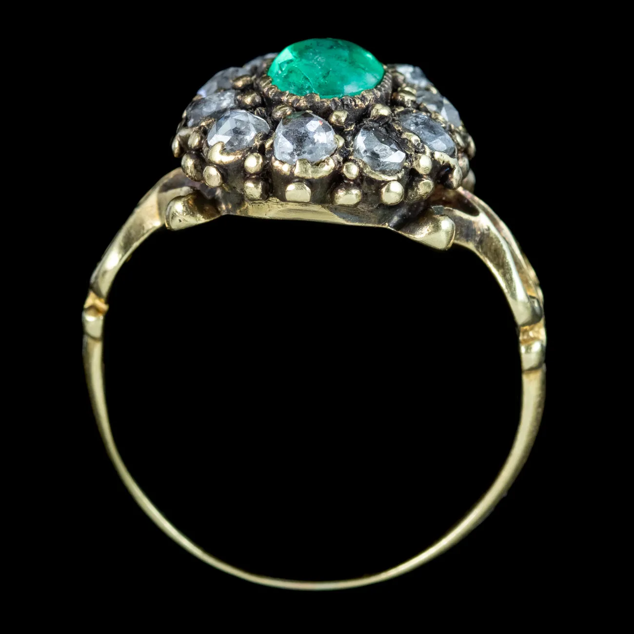 Antique Georgian Emerald Diamond Cluster Ring