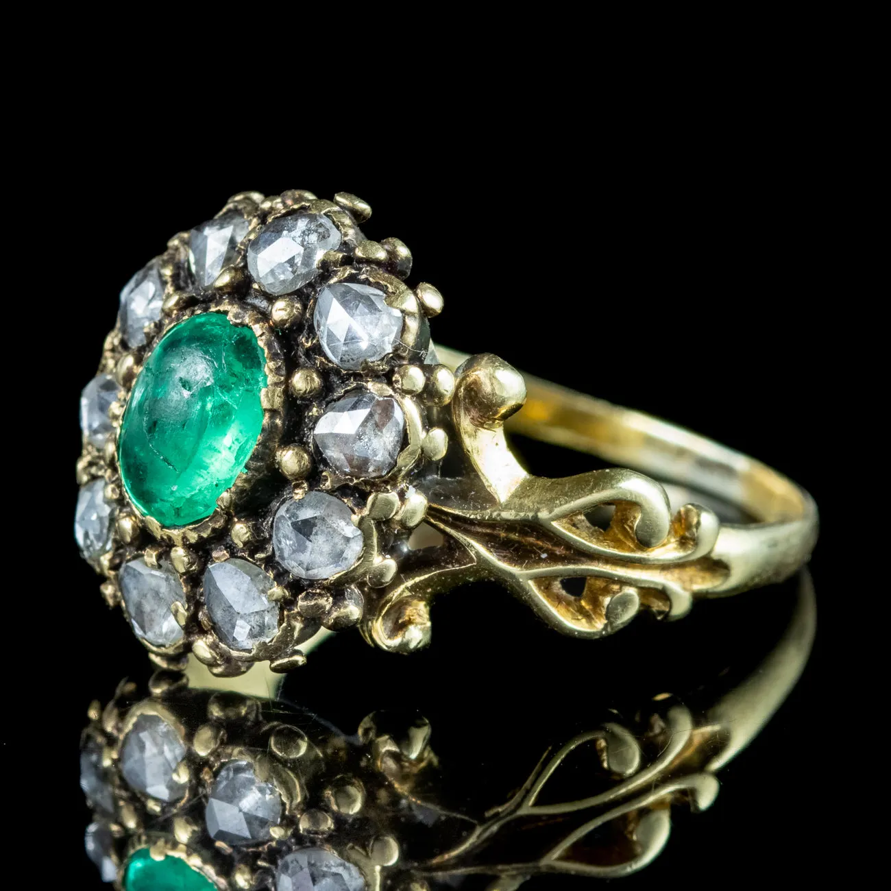 Antique Georgian Emerald Diamond Cluster Ring