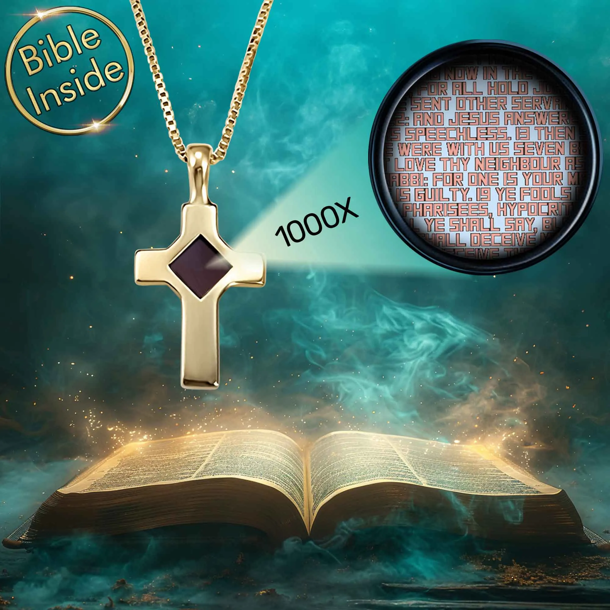 Biblical Necklace With Nano Holy Bible - Whisper Cross Necklace