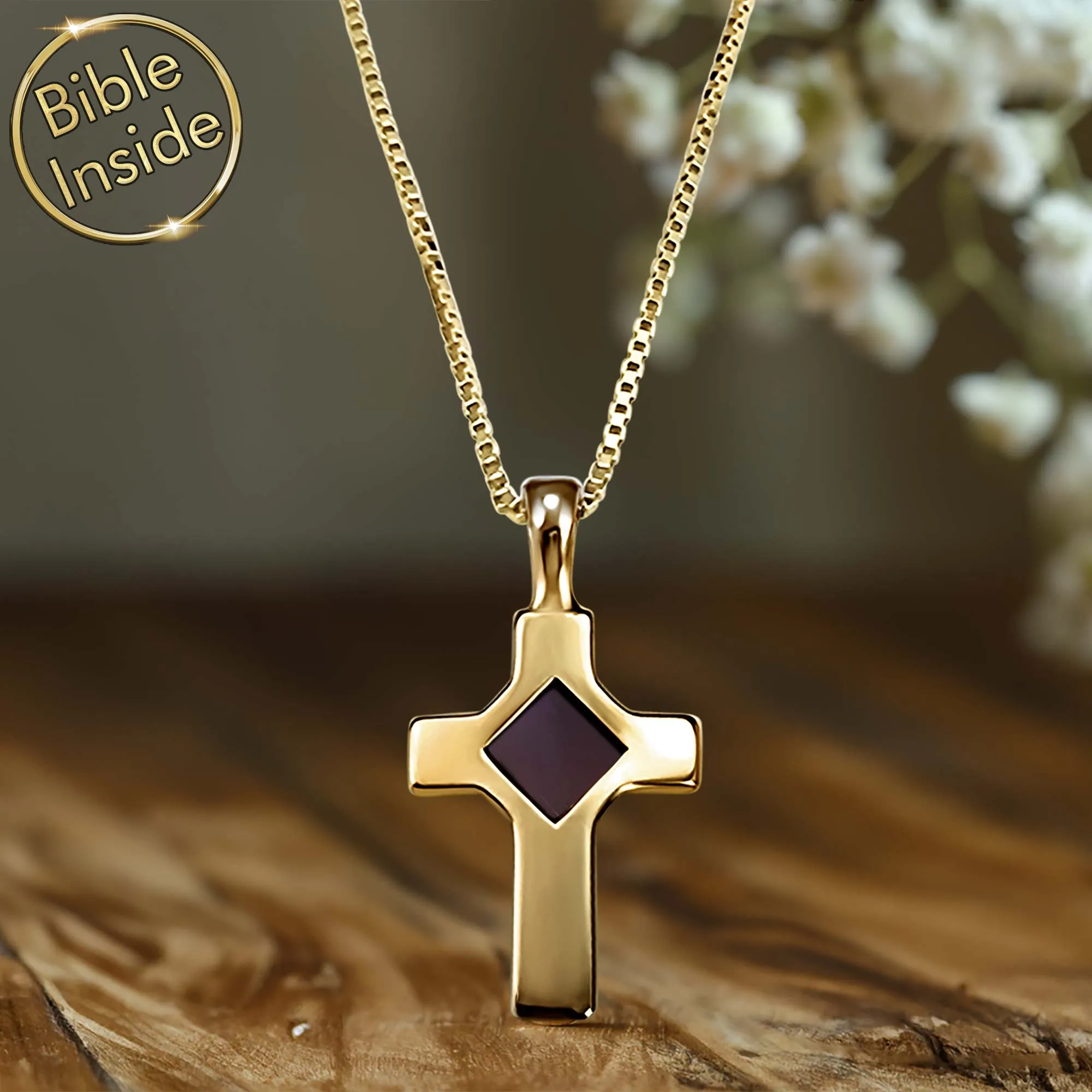 Biblical Necklace With Nano Holy Bible - Whisper Cross Necklace