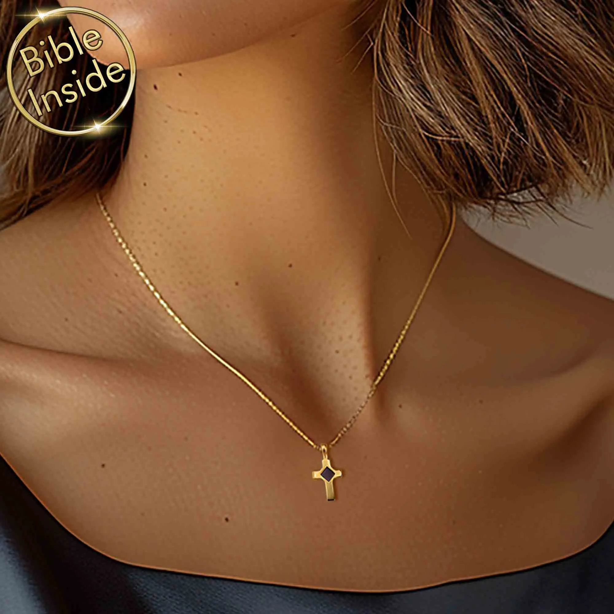 Biblical Necklace With Nano Holy Bible - Whisper Cross Necklace
