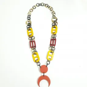 Breathtaking Trendy Necklace J18159, Made by Buffalo Horn and Lacquer