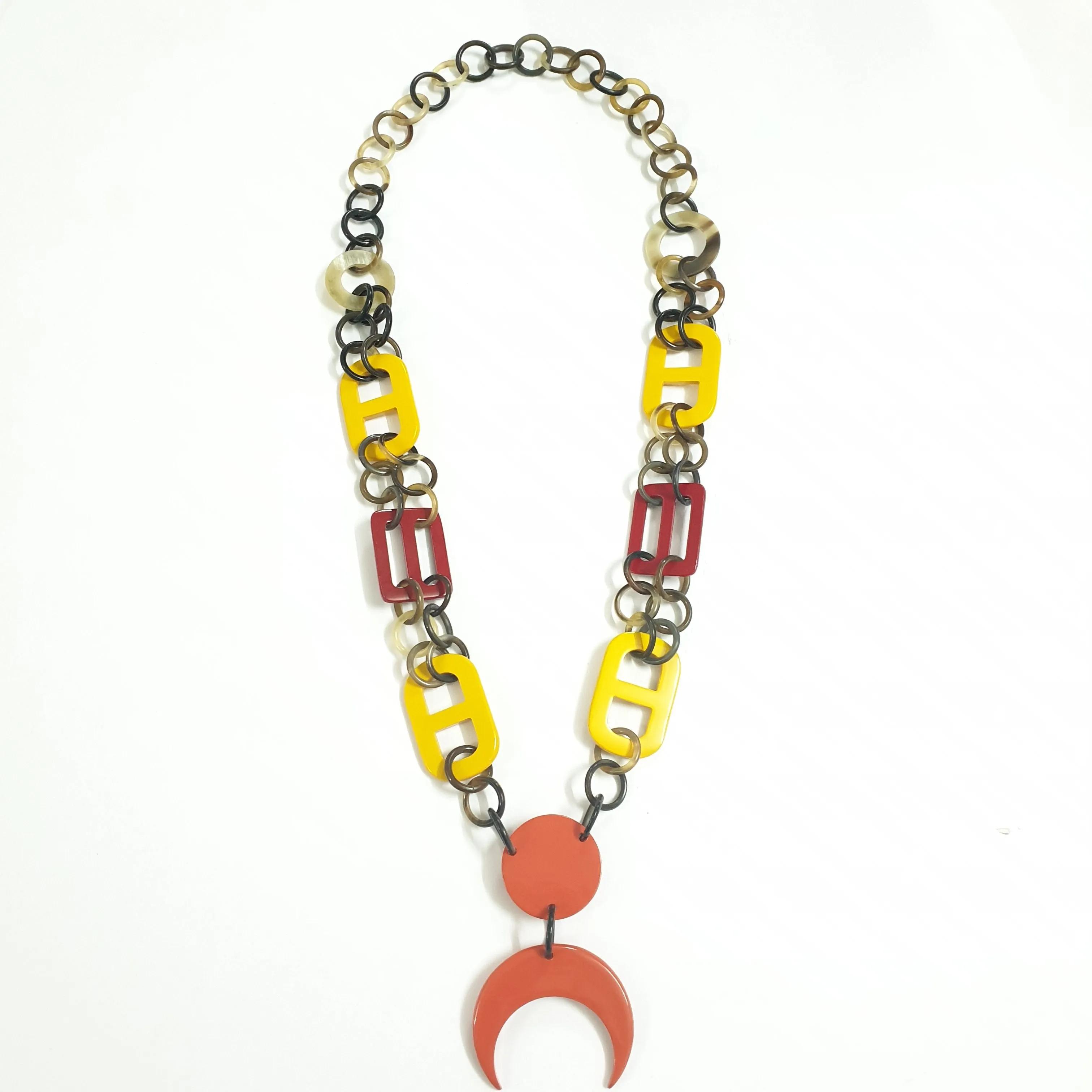 Breathtaking Trendy Necklace J18159, Made by Buffalo Horn and Lacquer