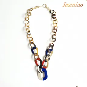 Colorful and Trendy Necklace J17508, Made by Buffalo Horn and Lacquer
