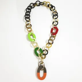 Colorful and Trendy Necklace J18133, Made by Buffalo Horn and Lacquer