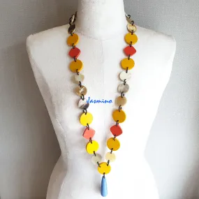 Elegant Handmade Jewelry J17914, Made by Natural Buffalo Horn and Lacquer