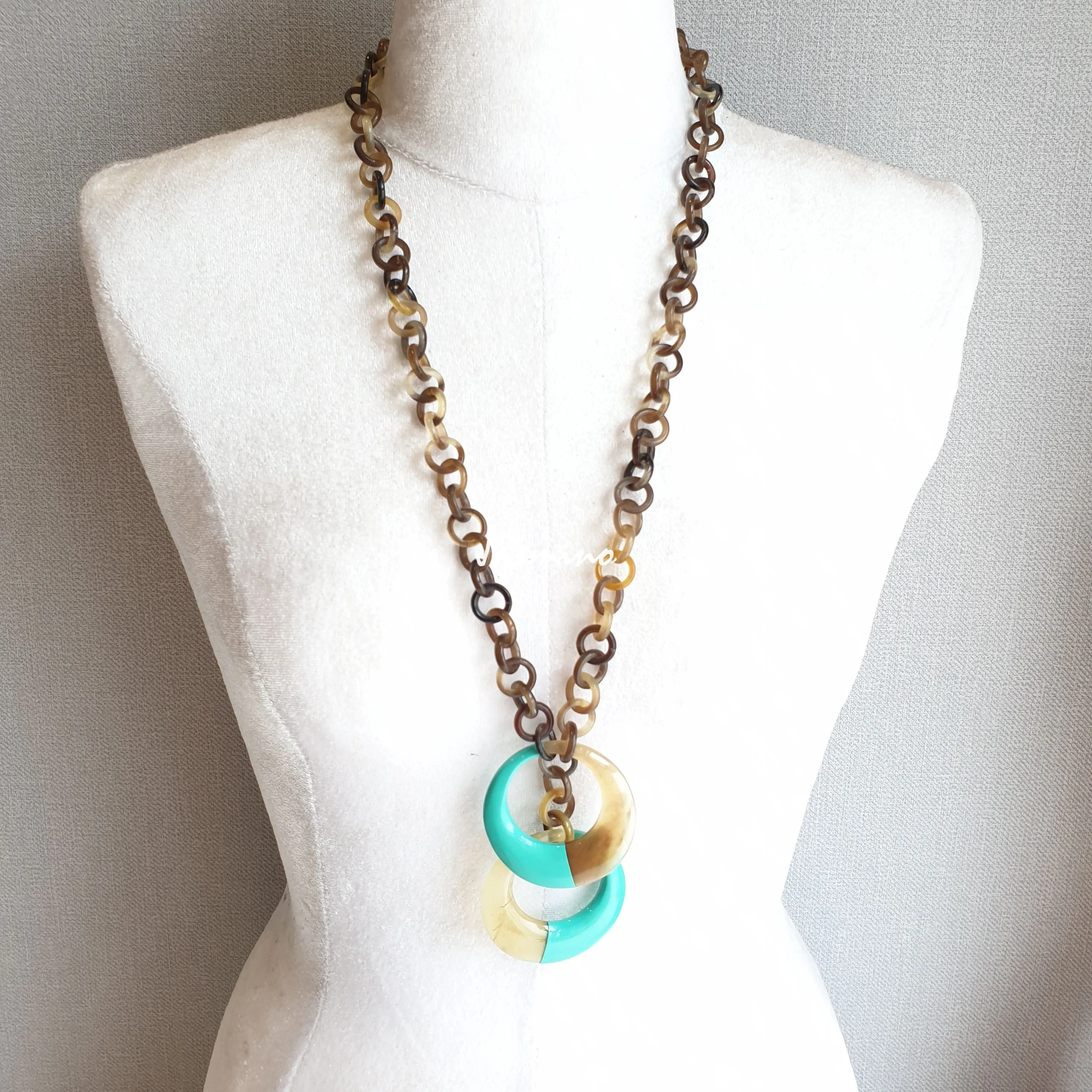 Elegant Trendy Necklace J17420, Made by Buffalo Horn and Lacquer