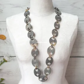 Elegant Trendy Necklace J18256, Made by Natural Buffalo Horn and Lacquer