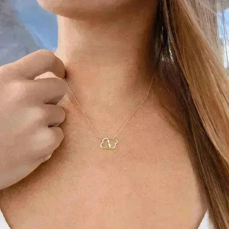 Fashion Double Heart Love Necklace With Rhinestones Inlaid Zircon Mother Valentine's Day Gift