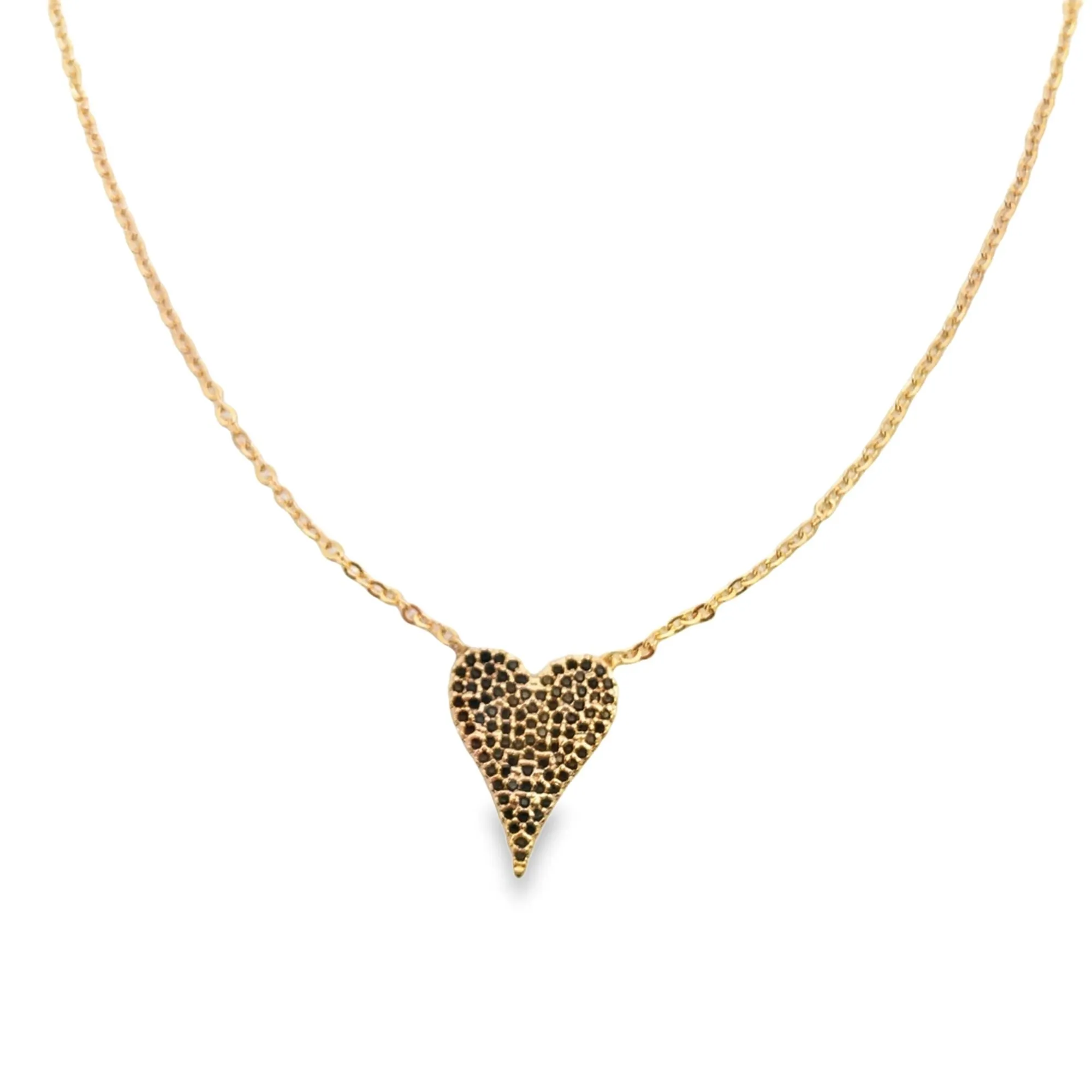 Gold Filled Heart Pendant Rolo Chain Necklace (G90)