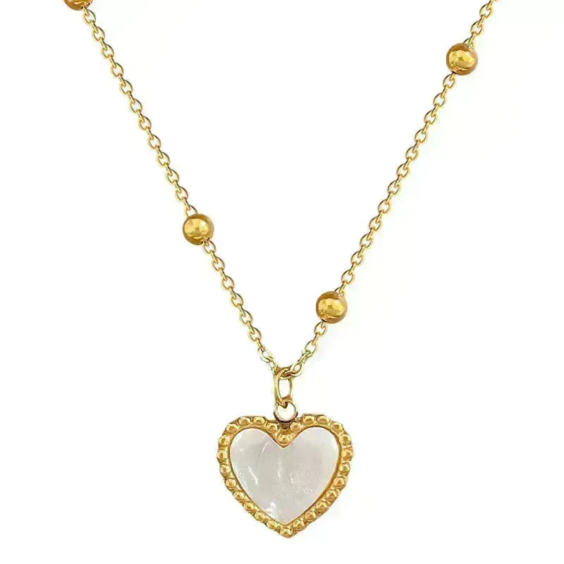 Heart-shape Love Necklace For Valentines Day Temperamental Personality Minimalist Stove Real Gold Necklace Female