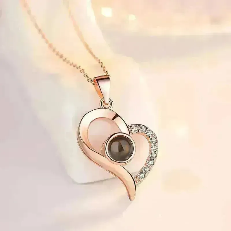 Hot Valentine's Day Gifts Metal Rose Jewelry Gift Box Necklace For Wedding Girlfriend Necklace Gifts