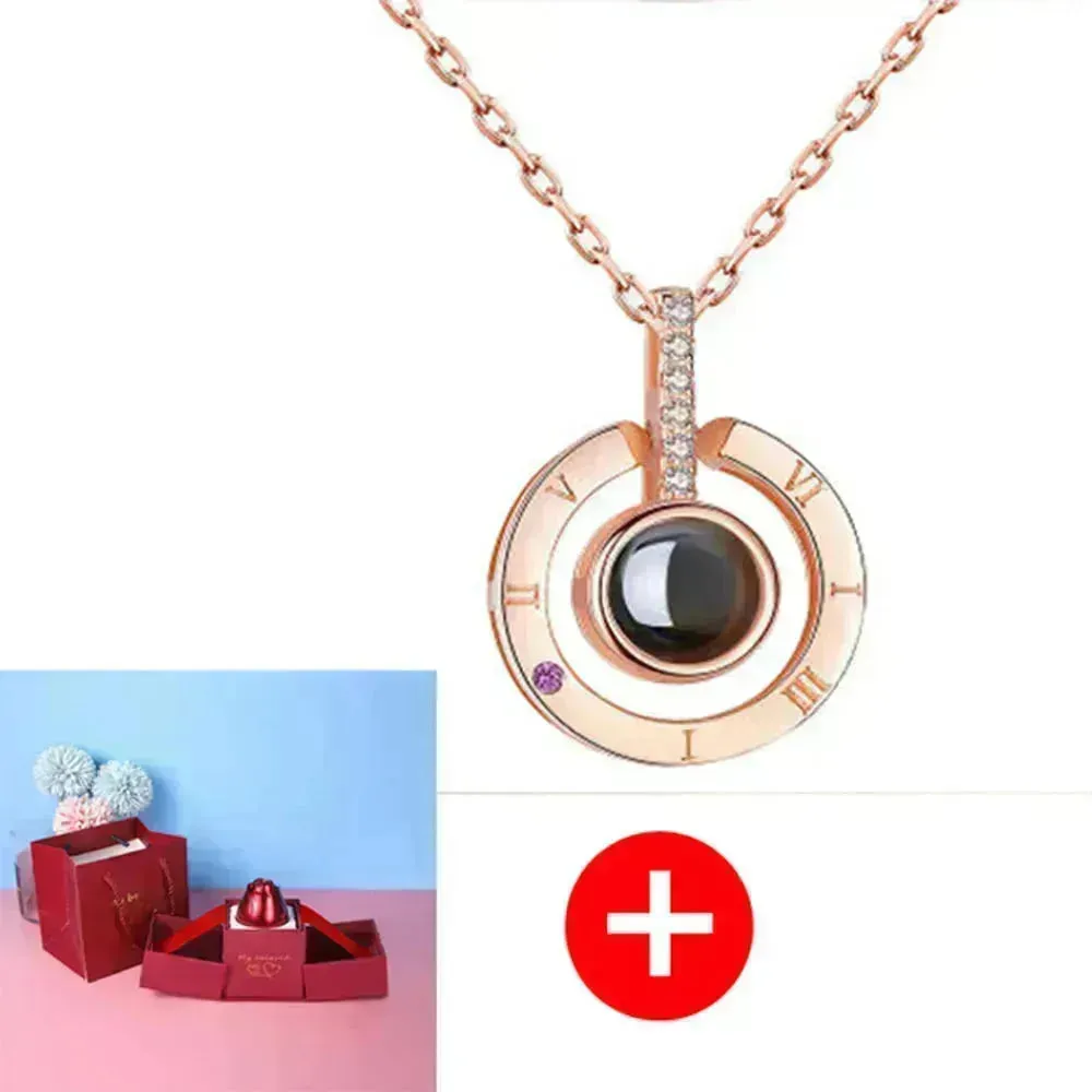 Hot Valentine's Day Gifts Metal Rose Jewelry Gift Box Necklace For Wedding Girlfriend Necklace Gifts