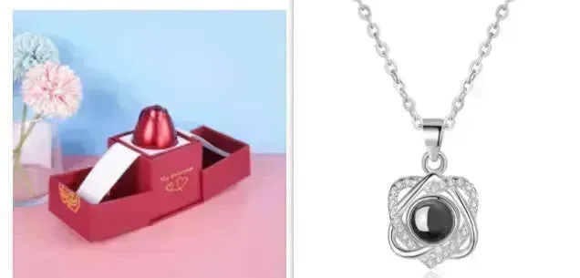 Hot Valentine's Day Gifts Metal Rose Jewelry Gift Box Necklace For Wedding Girlfriend Necklace Gifts