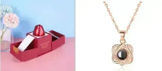 Hot Valentine's Day Gifts Metal Rose Jewelry Gift Box Necklace For Wedding Girlfriend Necklace Gifts