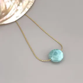 Larimar Necklace Silver Dainty Floating Gemstone choker