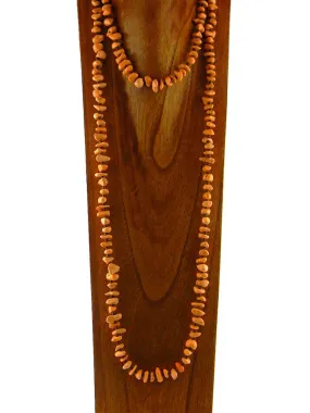 NKS180510-03  60"L ORANGE TQ BIG CHIPS W/SEED BEADS NECKLACE