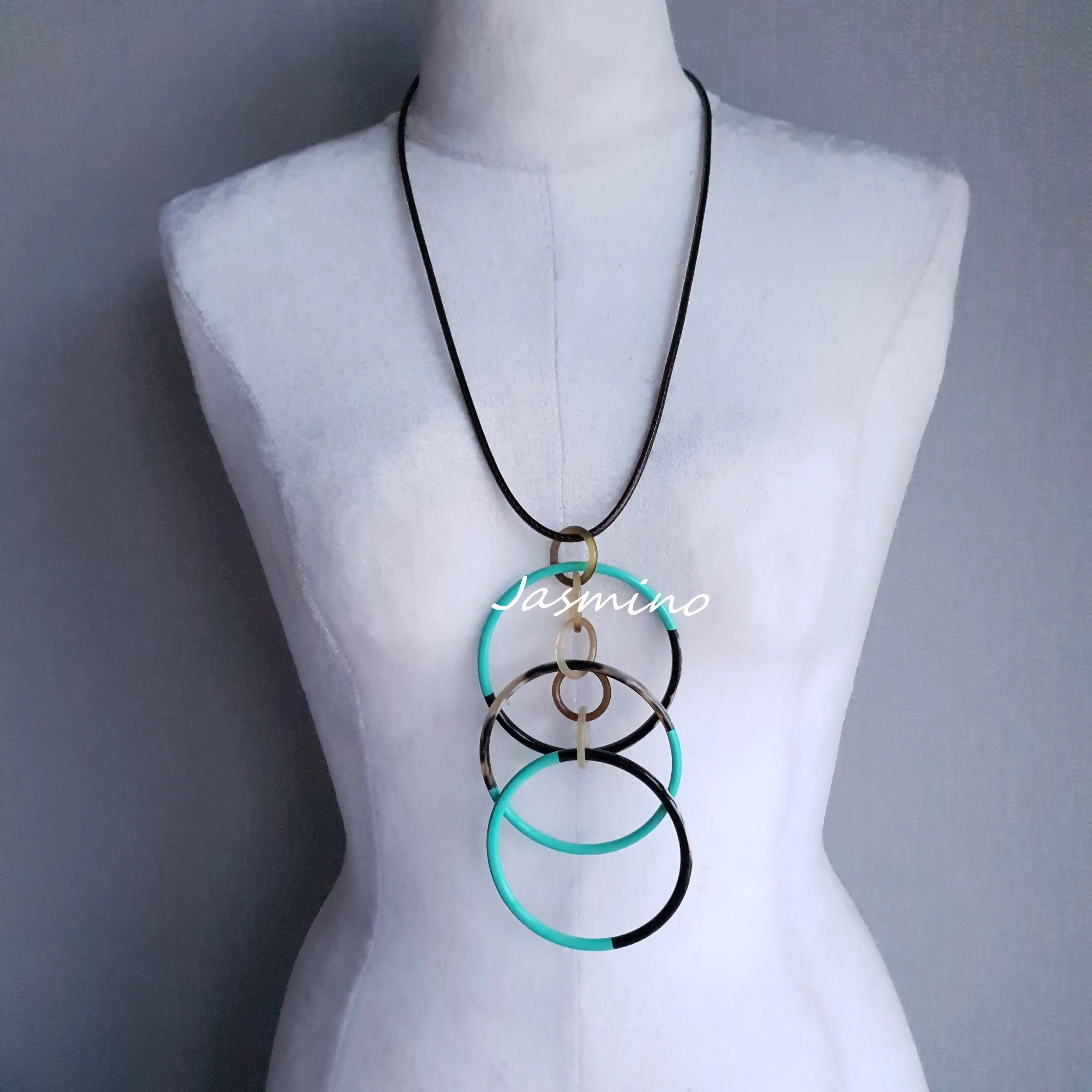 Trendy Handmade Necklace J17939, Source as Natural Buffalo Horn