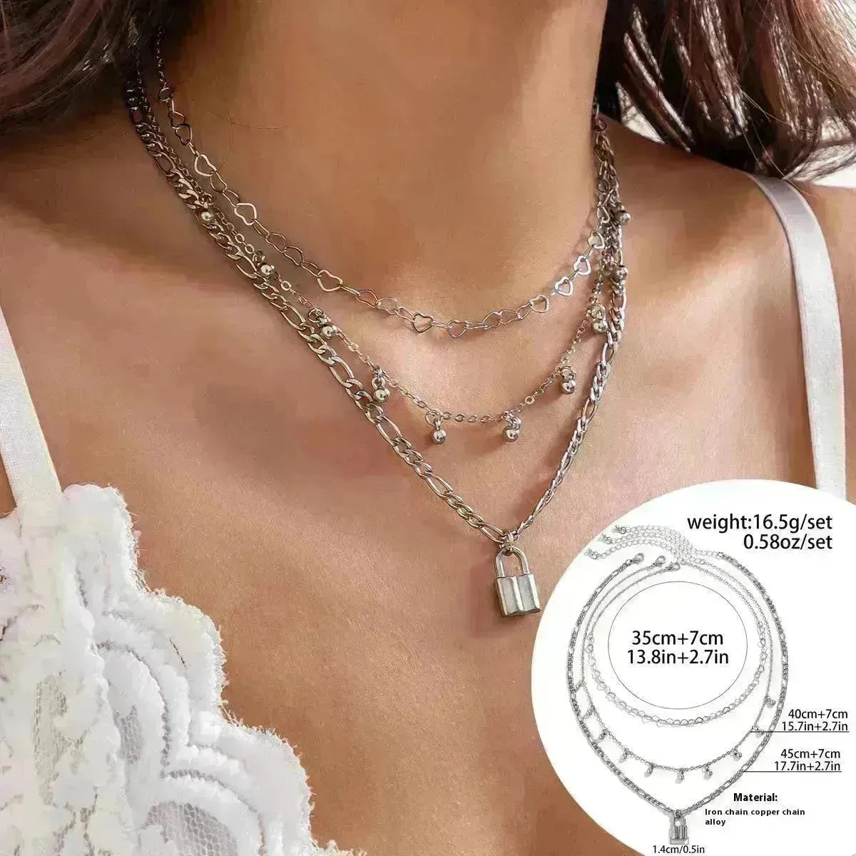 Women's Simple Slim Chain Multi-layer Imitation Pearl Necklace